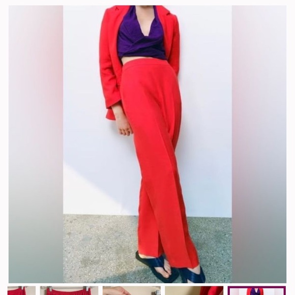 Zara medium linen pant red - Picture 3 of 7